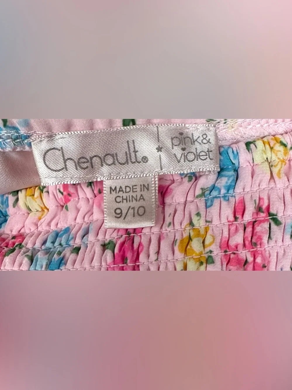 Chenault/Pink & Violet Girls Sundress Multicolor Floral 100% Polyester Size 9/10